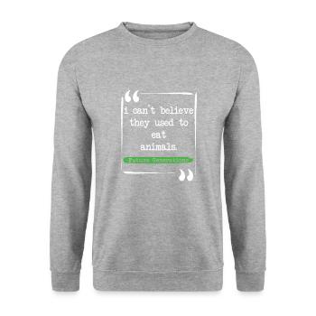 Vegan Fleischlos Tierlieb & Veganer - Unisex Pullover - Weißgrau meliert - Vorne - Alina (178cm) & Michal (187cm)