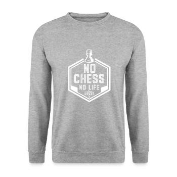 Lusitger Schachspieler Spruch I Schach - Unisex Pullover - Weißgrau meliert - Vorne - Alina (178cm) & Michal (187cm)