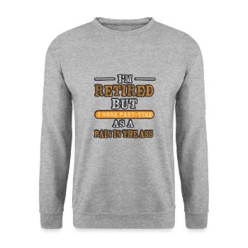 Rentner Sprüche & Geschenke Ruhestand - Unisex Pullover - Weißgrau meliert - Vorne - Alina (178cm) & Michal (187cm)