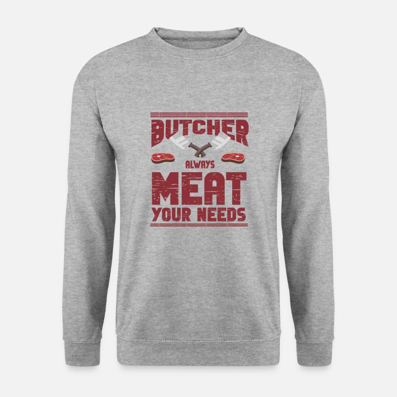 Metzger Fleischer Sprücher I Metzgerei - Unisex Pullover - Weißgrau meliert