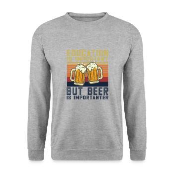 Feiern Bier Party Spruch I Biertrinken - Unisex Pullover - Weißgrau meliert - Vorne - Alina (178cm) & Michal (187cm)