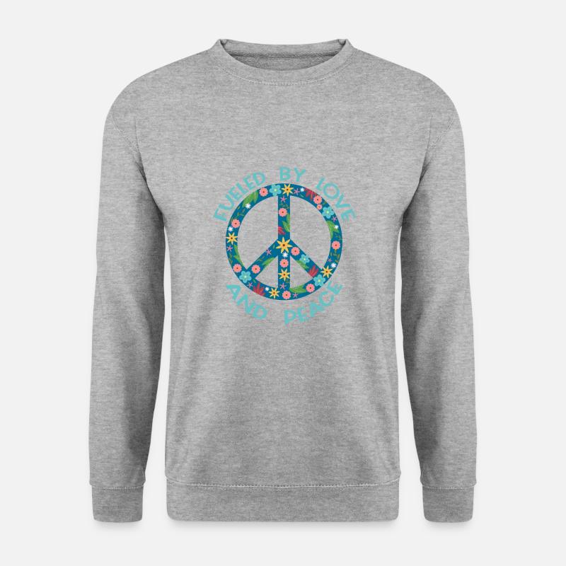 Hippie Karneval Kostüm Geschenk Peace - Unisex Pullover - Weißgrau meliert