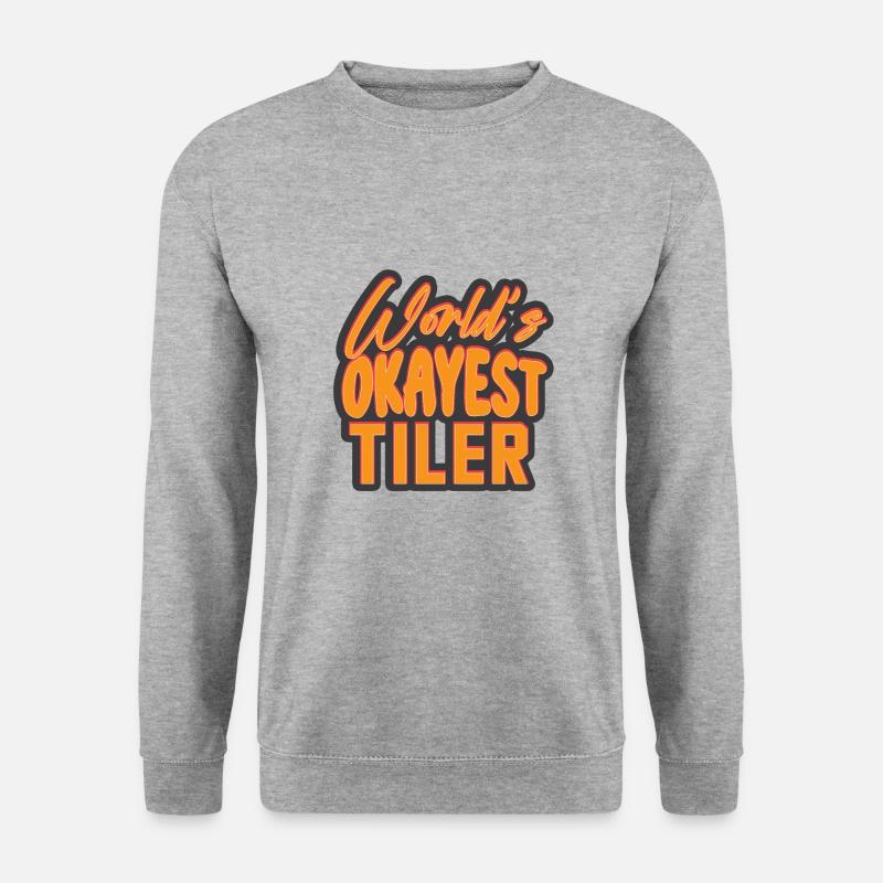 Lustiger Fliesenleger Spruch Handwerker - Unisex Pullover - Weißgrau meliert