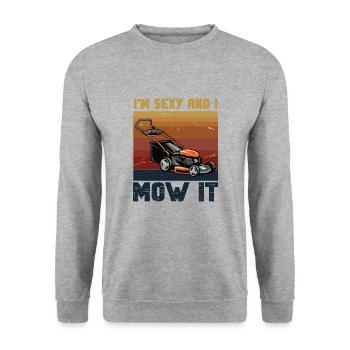 Rasenmäh Motiv I Rasenmäher für Gärtner - Unisex Pullover - Weißgrau meliert - Vorne - Alina (178cm) & Michal (187cm)