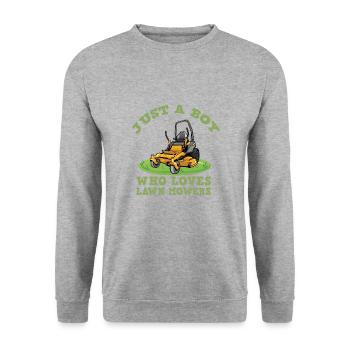 Rasenmäh Motiv I Rasenmäher für Gärtner - Unisex Pullover - Weißgrau meliert - Vorne - Alina (178cm) & Michal (187cm)