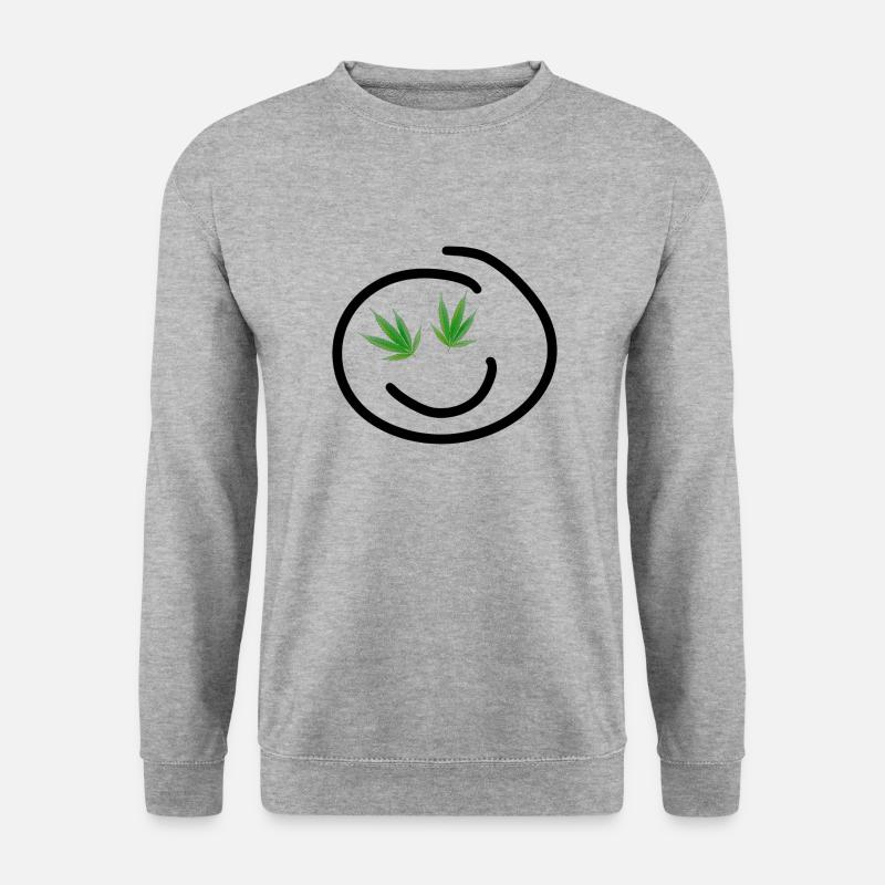 Glückliches Hanf Gesicht - Unisex Pullover - Weißgrau meliert