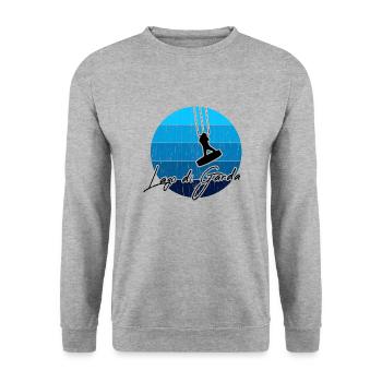 Kitesurfer, Kiten, Kitesurfing am Gardasee/Italien - Unisex Pullover - Weißgrau meliert - Vorne - Alina (178cm) & Michal (187cm)
