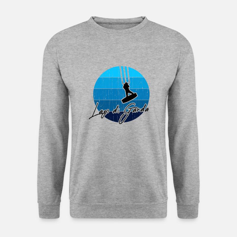 Kitesurfer, Kiten, Kitesurfing am Gardasee/Italien - Unisex Pullover - Weißgrau meliert