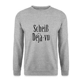 Scheiß Dejavus - Unisex Pullover - Weißgrau meliert - Vorne - Alina (178cm) & Michal (187cm)