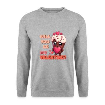 Chocolat Saint-Valentin - Serez-vous mon Valentin - Sweat-shirt Unisexe - gris chiné - Devant - Alina (178cm) & Michal (187cm)