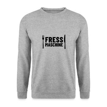 Fressmaschine - Unisex Pullover - Weißgrau meliert - Vorne - Alina (178cm) & Michal (187cm)