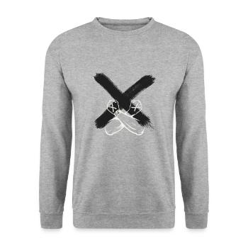 Straight Edge Punk Shirt vegan, no drugs - Unisex Sweatshirt - salt & pepper - Front - Alina (178cm) & Michal (187cm)