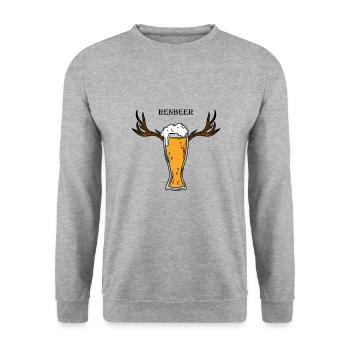 Reindeer Sayings Meme Festival Après Ski Party Beer - Unisex Sweatshirt - salt & pepper - Front - Alina (178cm) & Michal (187cm)