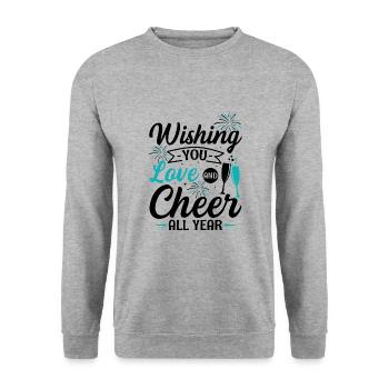 Réveillon du Nouvel An, Paix, Amour, Bonne Année - Sweat-shirt Unisexe - gris chiné - Devant - Alina (178cm) & Michal (187cm)