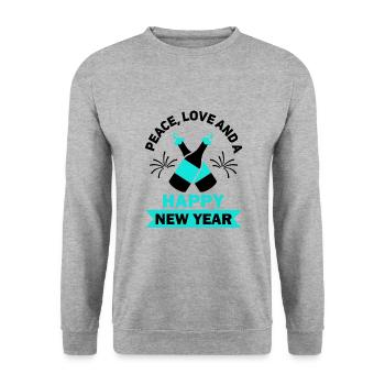 Réveillon du Nouvel An, Paix, Amour, Bonne Année - Sweat-shirt Unisexe - gris chiné - Devant - Alina (178cm) & Michal (187cm)