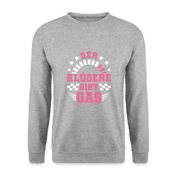 Auto Tuner, KFZ Mechaniker, Racing Car, Tuning - Unisex Pullover - Weißgrau meliert - Vorne - Alina (178cm) & Michal (187cm)
