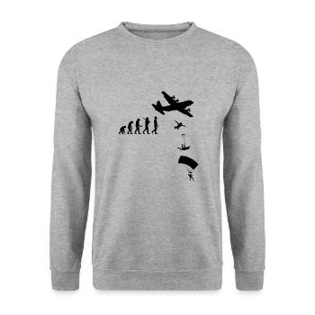 Parachute, Saut en parachute, Freefly, Parachutisme tête en bas - Sweat-shirt Unisexe - gris chiné - Devant - Alina (178cm) & Michal (187cm)