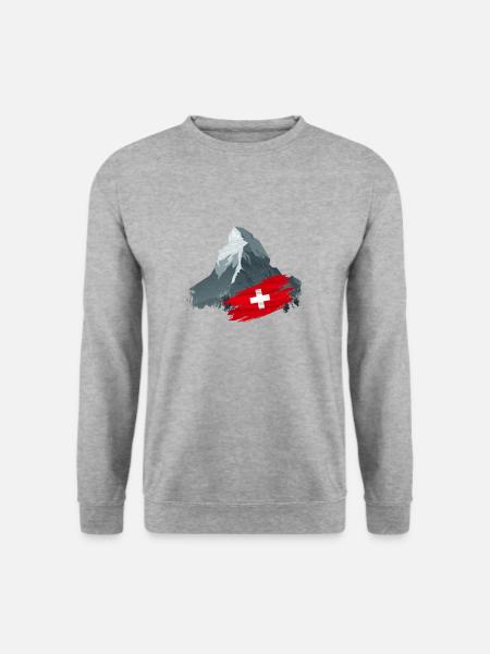 Switzerland Urlaub Skifahren Wandern Berge Schweiz - Unisex Pullover - Weißgrau meliert