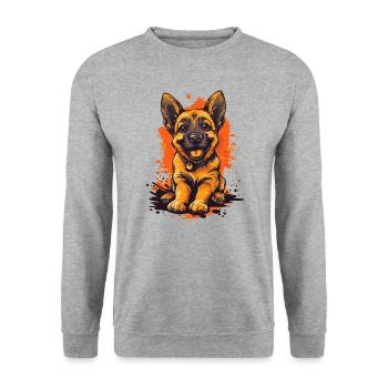 German Shepherd Puppy Funny Dog Dogs - Unisex Sweatshirt - salt & pepper - Front - Alina (178cm) & Michal (187cm)