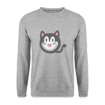 Katze, meow 2 - Unisex Pullover - Weißgrau meliert - Vorne - Alina (178cm) & Michal (187cm)