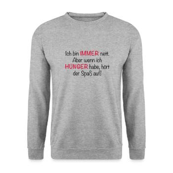 Immer Hunger - Unisex Pullover - Weißgrau meliert - Vorne - Alina (178cm) & Michal (187cm)