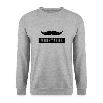 Moustache Bart Schnurrbart Barbershop NoShave - Unisex Pullover - Weißgrau meliert - Vorne - Alina (178cm) & Michal (187cm)