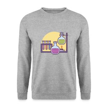 Science Experiment in School. - Unisex Sweatshirt - salt & pepper - Front - Alina (178cm) & Michal (187cm)
