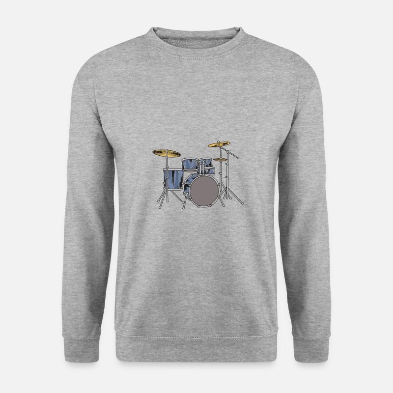 Drums Drummer Drumkit Drumset Musiker Instrument - Unisex Pullover - Weißgrau meliert