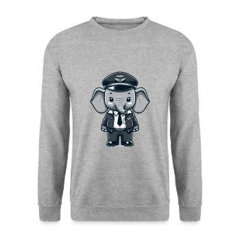 Cute Elephant Pilot - Unisex Sweatshirt - salt & pepper - Front - Alina (178cm) & Michal (187cm)
