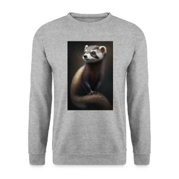 Frettchen Süß - Unisex Pullover - Weißgrau meliert - Vorne - Alina (178cm) & Michal (187cm)