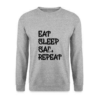 eat sleep sail repeat - Unisex Pullover - Weißgrau meliert - Vorne - Alina (178cm) & Michal (187cm)