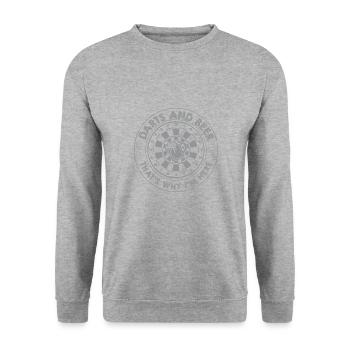 Dart & Bier Lustiger Darts Spruch - Unisex Pullover - Weißgrau meliert - Vorne - Alina (178cm) & Michal (187cm)