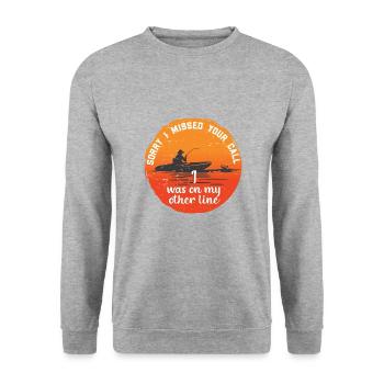 Lustiger Angler Fischer Spruch Angeln - Unisex Pullover - Weißgrau meliert - Vorne - Alina (178cm) & Michal (187cm)