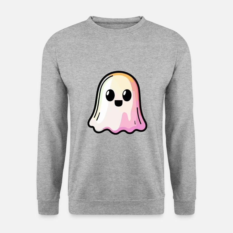 Geist Halloween Süß - Unisex Pullover - Weißgrau meliert