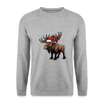 Elch Weihnachten - Unisex Pullover - Weißgrau meliert - Vorne - Alina (178cm) & Michal (187cm)