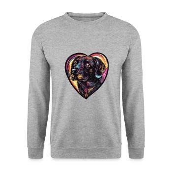 Labrador Hund Herz Liebe - Unisex Pullover - Weißgrau meliert - Vorne - Alina (178cm) & Michal (187cm)