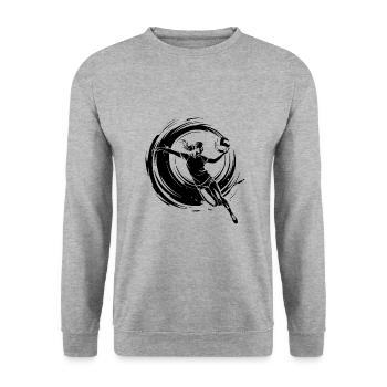 Volleyball Spielerin - Unisex Pullover - Weißgrau meliert - Vorne - Alina (178cm) & Michal (187cm)