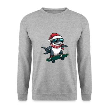 Shark Christmas Funny - Unisex Sweatshirt - salt & pepper - Front - Alina (178cm) & Michal (187cm)
