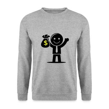 Argent Cash Hustle Sac d’argent - Sweat-shirt Unisexe - gris chiné - Devant - Alina (178cm) & Michal (187cm)