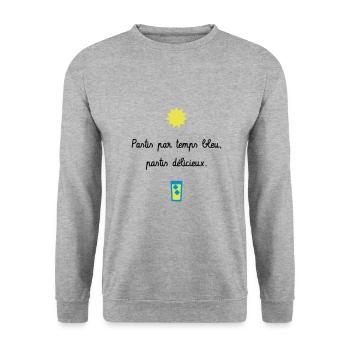Pastis par temps bleu, pastis délicieux - Camping - Sweat-shirt Unisexe - gris chiné - Devant - Alina (178cm) & Michal (187cm)
