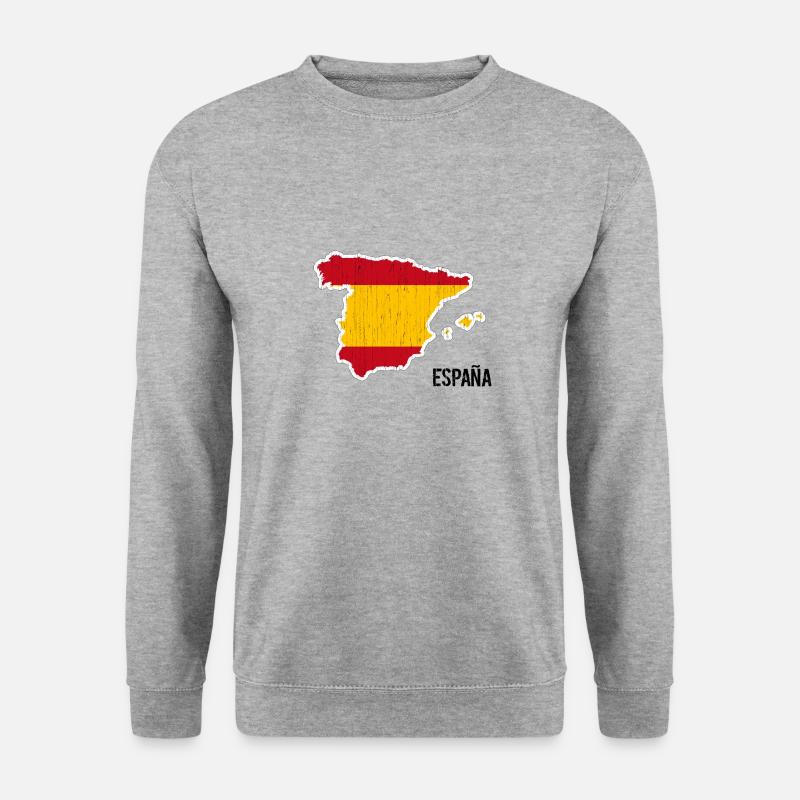 Spanien, Flagge, Umriss, Souvenir - Unisex Pullover - Weißgrau meliert
