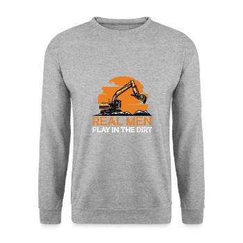 Lustiger Bagger Spruch für Baggerfahrer - Unisex Pullover - Weißgrau meliert - Vorne - Alina (178cm) & Michal (187cm)