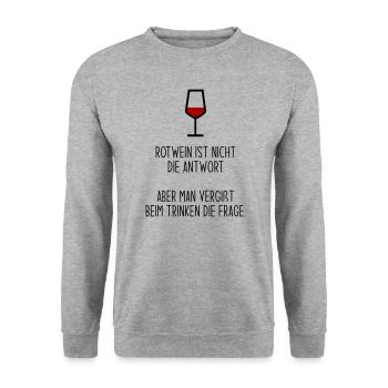 Rotwein ist nicht die Antwort - Unisex Pullover - Weißgrau meliert - Vorne - Alina (178cm) & Michal (187cm)