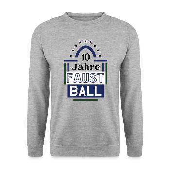 10 Jahre Faustball Jubiläum Faustballspieler Jubi - Unisex Pullover - Weißgrau meliert - Vorne - Alina (178cm) & Michal (187cm)