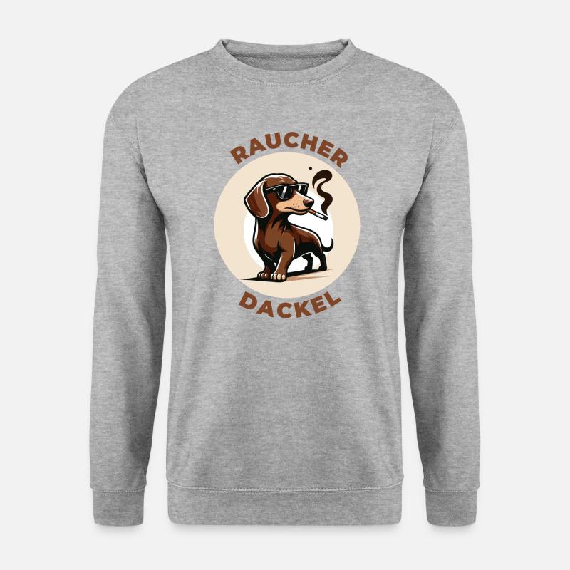 Raucher Dackel - Unisex Pullover - Weißgrau meliert