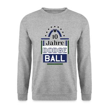 10 Jahre Dodgeball Jubiläum Dodgeballspieler Jubi - Unisex Pullover - Weißgrau meliert - Vorne - Alina (178cm) & Michal (187cm)
