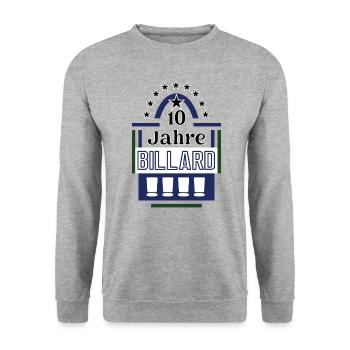 10 Jahre Billard Jubiläum Billardspieler Jubi - Unisex Pullover - Weißgrau meliert - Vorne - Alina (178cm) & Michal (187cm)