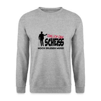 Rentner Alter Mann Scheisse erleben - Unisex Pullover - Weißgrau meliert - Vorne - Alina (178cm) & Michal (187cm)