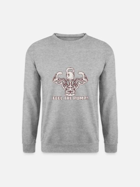 Bodybuilder Kraftsport Fitness Motiv - Unisex Pullover - Weißgrau meliert