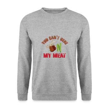 Lustiger Grill-Spruch I Grillen Motiv - Unisex Pullover - Weißgrau meliert - Vorne - Alina (178cm) & Michal (187cm)